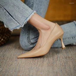 Dress Shoes Size 33-40 Soft Genuine Leather Girls Women Heels Pointed Toe Fashion Sexy Important Occasions Club Party High Heel