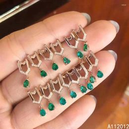 Stud Earrings KJJEAXCMY Fine Jewellery Natural Emerald 925 Sterling Silver Noble Girl Ear Studs Support Test Selling