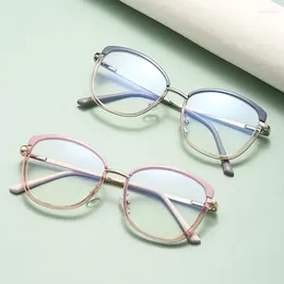 Sunglasses Frames 2024 Cat Eye Metal Eyeglasses Women Glasses Frame Transparent Lens Opticos Para Mujer Vintage Triangle