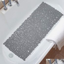 Bath Mats Non-Slip Tub Shower Pebble Shape Hine Washable Bathtub Mat With Drain Holes Suction Cups For Bathroom 230921 Drop Delivery Ot971