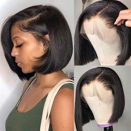 Straight Bob Wig Lace Front Human Hair Wigs For Women HD Transparent Full Frontal Glueless 240127