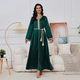 Ethnic Clothing In The Spring Of 2024 Middle East Arab Women's Long Skirts Sold Well V-neck Long-sleeved Dresses.