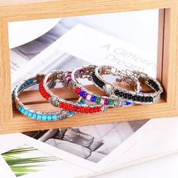 Strand HOCOLE Vintage Stone Bead Bracelets For Women Ethnic Tibetan Silver Leaves Pendant Bangles & Bracelet Boho Handmade Jewelry 2024