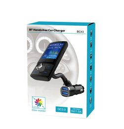BC43 Car Kit Colourful Screen FM Transmitter Car MP3 Wireless Bluetooth Handsfree Car Kit o AUX Modulator with QC3.0 Dual USB Charge7754317