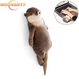 40cm Cute Otter Stuffed Cotton Pencil Case Wrist Pad Pillow Cute Otter Soft Toy Plush Sea Otter Stuffed Animal Doll Kids Gifts 240202