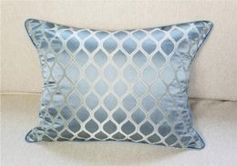 Contemporary Shiny Geometry Modern Grey Blue Woven Jacquard Decorative Pillow Case Armchair Sofa Chair Cushion Cover 45x45cm 1pcl5631827