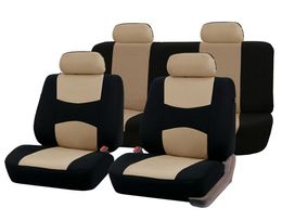 Car Seat Covers Full Set In Beige Black Front Rear Split Bench Protection Universal Truck Van SUV A4 B8 Cushions Auto Accessories3099025