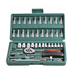 Decorative Objects Figurines Pcs Socket Set Car Repair Tool Ratchet Spanner Wrench Pawl Screwdriver Professional Metalworking Kit Dhka2