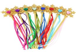 Fairy Gold snowflake ribbons wand streamers XMAS wedding party Cos Princess gem sticks magic wands confetti kids birthday favors4067597