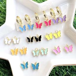 Dangle Earrings 5Pairs Summer Colourful Butterfly Enamel Drop Earring Multi Colour Shinny Charm Gift