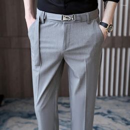 Men's Suits 2024 Hombre Spring Solid Ankle Length Business Formal Wear Men Clothing Dress Pants Slim Fit Casual Office Trousers 28-36