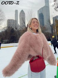 Luxury Pink Fluffy Faux Fur Coat Women Loose Long Sleeve Thicken Warm Jacket Female Fashion Elegant Winter Lady Outerwear 240124
