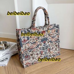 Evening Bags Designer Fashion Bags Large Capacity Luxury Designer Handbags For Women Brand Jacquard Embroidery Canvas Shoulder Big Shopper Bags Stores Gift 2024