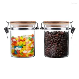 Storage Bottles Glass Clip Top Jars Transparent Sealed Jar Locking Clamp Lid Airtight Food Containers With Bamboo