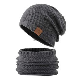 Beanie/Skull Caps Thick Winter Fisherman Beanies For Women Men Knitted Hat Scarf Set Plush Hedging Cap Male Outdoor Neck Warm Snow Ski Caps YQ240207