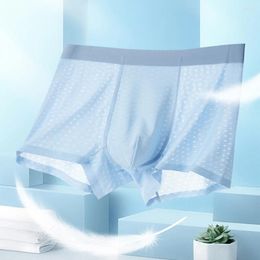 Underpants 3Pcs Summer Men's Panties Ice Silk Mesh Underwear Seamless Antibacterial Breathable Boxers Shorts Men Boxershorts 3XL