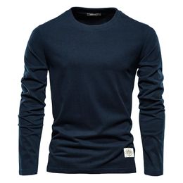 Autumn 100 Cotton Long Sleeve T shirt For Men Solid Casual Mens Tshirts High Quality Male Tops Classic Clothes 240201