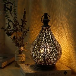 Moroccan Table Lamp Bedroom Desk Living Room Bedside Candle Holder Touch lampe de chevet Night Light Garden Home Decor 240129