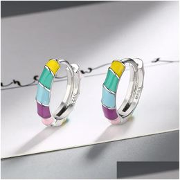 Stud Earrings 925 Sterling Sier Rainbow Round Small For Women Luxury High Quality Fine Jewelry Wholesale Gaabou Drop Delivery Dhhya