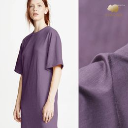 Clothing Fabric Dyed Heavy Silk Linen Purple Dress Costume Cheongsam Wholesale Cloth 141cm