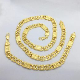 Necklace Earrings Set Italian Jewellery 18K Gold Plated Latest Design Women Men Copper Long 23CM Bracelet Nigerian Party Weddings Jewellery