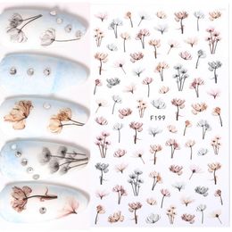 Nail Stickers Spring 3D Embossed Floral Sticker Adhesive Plants Leaves Flowers Fruit Transfer Decals Art Decoration