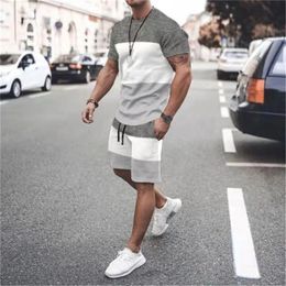 3D Casual Mens Tshirt Set Sportswear For Male Oversized Clothing Short Sleeve Shorts Suit Men Summer Beach 240119
