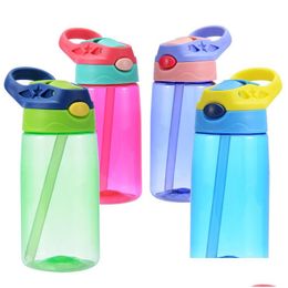 Water Bottles 450Ml Plastic Kids Bottle Sippy Cup Bpa Leak Proof Wide Mouth With Lid And Spill Drop Delivery Home Garden Kitchen Din Dhtit