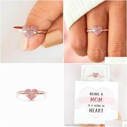 Solitaire Ring 2023 Heart Pink Cubic Zirconia Women Jewelry Gift For Mom Fashion Letter Carved Adjustable Open S Anillos De Mujer Dr Dhyg5