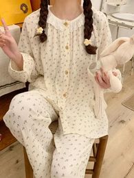 Women's Sleepwear Princess Tops O-neck Vacation Style Pyjama Winter Long Sleep Lace Cute Women Sleeve Elegant Home Autumn Casual Girlish