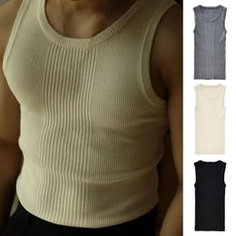 Men's Tank Tops Men Summer Vest Ribbed Knitted Slim Fit Sleeveless For Casual Activewear Fitness Gym Streetwear Body