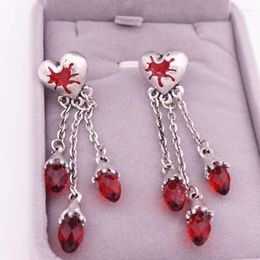 Stud Earrings Tassel Dangle Heart Crystal Ear Studs Punk Jewellery Unique Charm Women Halloween Fashion Accessories