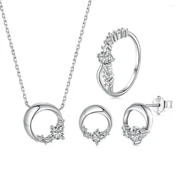 Cluster Rings S925 Silver Jewelry Japanese And Korean Light Luxury Set Earrings Necklace Ring Pure