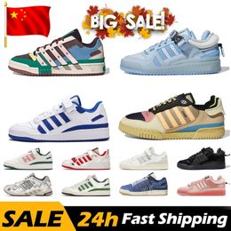 Shoes Forum Low x Bad Bunny Mens Women Luxury Running shoe Pink Easter Buckle Brown Back to School Ice Blue Grey Crew Green Suns OG Trainers Sneakers