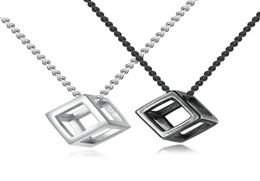 New Fashion Silver Pendant Necklace Titanium Stainless Steel Personality Cube Necklaces Women Men Trendy Jewellery Gift Necklace Dro6826886