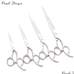 Hair Scissors Z1006 5 To 8 Different Size Jp 440C Purple Dragon Sier Hairdressing Shears Cutting Or Thinning Human Pets Style Drop D Dhjvr