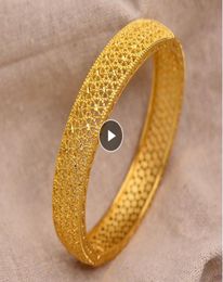 24k Dubai Gold Bangles for Women Gold Dubai Bride Wedding Ethiopian Bracelet Africa Bangle Arab Jewellery Gold Charm kids Bracelet9854599