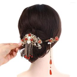 Hair Clips Elegant Retro Bridal Clip Tassel Pearl Wedding Headdress Chinese Fork Women Sticks Korean Hanfu Hairpins