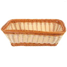 Dinnerware Sets Rattan Bread Basket Holder Storage Fruit Serving Tray Woven Hamper Household