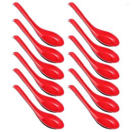 Spoons 12 Pcs Imitation Porcelain Coloured Asian Soup Ramen Chinese Wooden Sauce Serving Porridge Of