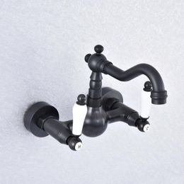 Bathroom Sink Faucets 360 Swivel Oil Rubbed Bronze Basin Mix Tap Bathtub Dual Handles Wall Mounted Kitchen Faucet Nsf704