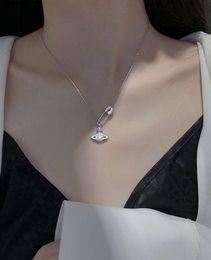 West Queen sterling silver S925 pin Saturn necklace Korean necklace Female snake bone chain cross chain pendant12262