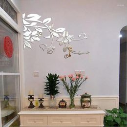 Wall Stickers Flower Bathroom Acrylic Mirrored Decorative Sticker Art Mirror Room Living Bedroom TV Home Decals Decor