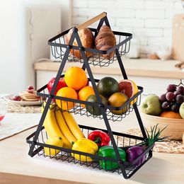 3 Tier Countertop Fruit BasketPortable Bowle Basket Kitchen Organizer Storage Dining Room Fruits Vegetable Bread Snacks 240125