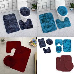 Bath Accessory Set 3pc Bathroom Rug Mat Toilet Lid Cover Plain Solid Color Bathmats Covered Sofa Coffee Table Blanket French Home Bedroom