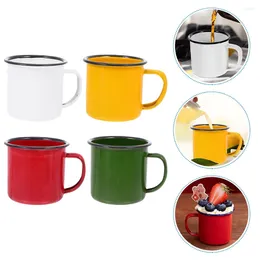 Wine Glasses 4 Pcs Coffee Mug Enamel Water Cups Enamelware Cover Drinking Old Style Home Travel Mugs