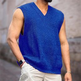 Men's Vests Sweater Vest Street Slim Fit Muscle V Neck Men Causal Tops Clothes Long Sleeve Tunic Shirt Bulk Cotton Shirts