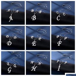 Earrings Necklace 26 English Alphabet Stud Set Fashion Jewellery For Men And Women Stainless Steel Clavicle Chain Gift Drop Delivery S Otqtm