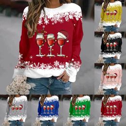 Women's Hoodies Bride Sweatshirts For Women Round Neck Long Sleeved Sparkling Red Wine Cup Printed Hoodie Sweater Shirt