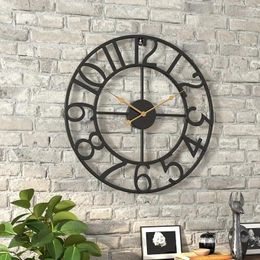 Wall Clocks 24Inch Metal Clock Large Hollow Farmhouse Decorative Silent Interior Decoration Iron Decor Home